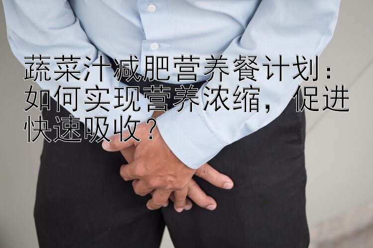 蔬菜汁减肥营养餐计划：如何实现营养浓缩，促进快速吸收？